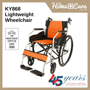 Lifeplus KY868 Ultra Lightweight Wheelchair 14kg 24" Wheels | No.1 Wheelchair Supplier in Singapore (Orange Color)