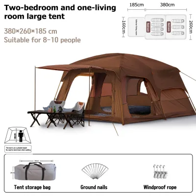 Mount peak5-8-12 Person Large Camping Tent Outdoor Waterproof Family Tent Double layered BIG Tent Two Room One Living Room Tent UV proof Tent