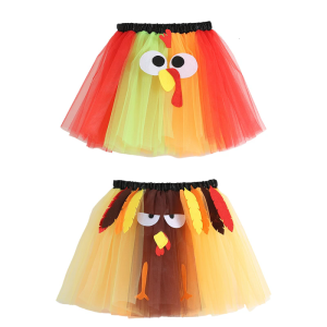 Thanksgiving Turkey Costume Turkey Tutus Skirt Layered Tutus Tulle Skirt Halloween Cosplay Costumes for Women Adults