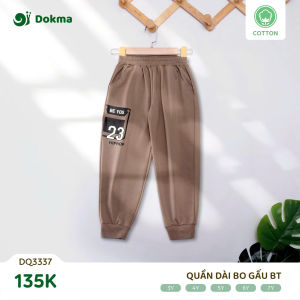 Quần dài bo gấu cotton da cá - nỉ tổ ong dày vừa cao cấp DOKMA cho bé trai (3-7Y) (DQ3337 - DQ1963)