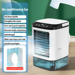 900ML air cooler large capacity mobile air conditioner fan three speeds colorful atmosphere light USB-COD  台式冷风机