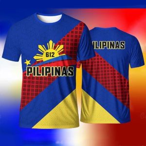 Philippines Sun Star Flag 3D Print T Shirt Men Pilipinas Patriotic Breathable Quick Dry Casual Short Sleeve Streetwear Tops
