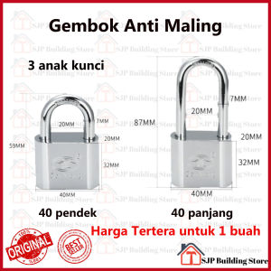 (COD) PROMO!!! Gembok Putih Besar Anti Rust Anti Maling Anti Cut -  Gembok pintu rumah 30 mm 40 mm