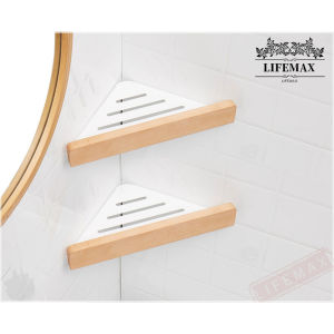 [SG Seller]Bathroom Solid wood bath towel shelf Washroom perforation-free folding double pole towel rack bathroom set