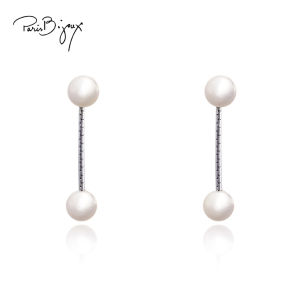 Light Pearl Earrings Embellished with Pearls Titanium Post Rhodium/Rose Gold Plated