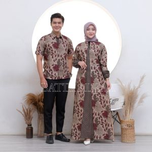 Couple Gamis Hem Batik Katun Lompong