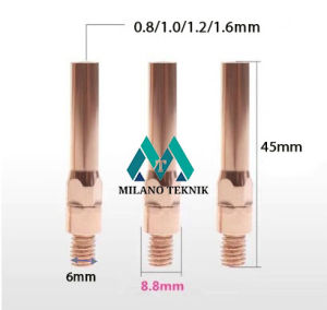 (10PCS ) Contact Tip 0.8mm/1mm/1.2mm/1.6mm M6 x 40mm - M6 x 45mm alat CO CO2 Full Tembaga MIG Torch
