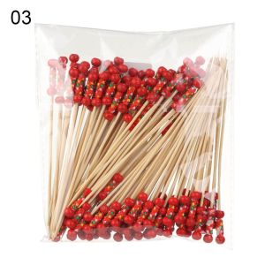 COMEMECO 100Pcs Picnic Party Supplies Cupcake Fruit Fork Salad Sandwich Toothpicks Salad Vegetable Sticks Bamboo Picks Fruit Sticks Handmade Toothpicks Food Fruit tail Decor