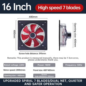 Industrial 7 leaves Exhaust Fan 10/12/14/16 inch All-metal Mute Ventilation Fan Household Toilet Kitchen Window Exhaust Fan Powerful Changing Fan High Volume High Suction Ventilation Equipment
