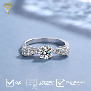 LORE Jewellery - Cincin Moissanite Lapis Emas 18K - Silver Ribbon Moissanite RIng 0.5 Carat [GRA Certificated and After Sales Warranty]
