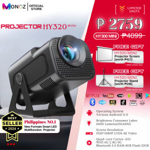 Projector MONOZ H20/H20 Mini PRO Portable Smart 6000 Lumens 4K UHD 1080P WiFi Bluetooth