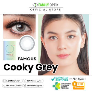 Famous With Biomoist Cooky Grey Monthly Softlens Warna