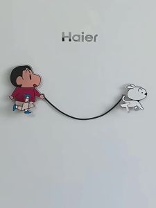 Crayon Shin-chan Refrigerator Magnet Set 4 Pieces Cute Cartoon Refrigerator Stickers with Rotating Feet Creative Magnetic Kitchen and Home Decorations.