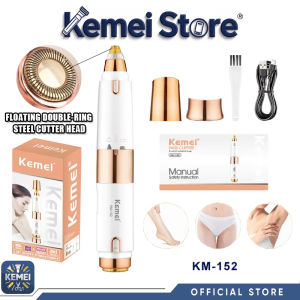 Kemei Km-152 Hair Removal Shavers Rechargeable 2 in 1 Facial Hair Remover Electric Razor Cutter Bikini Womens Personal Epilator
