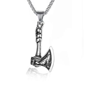 Stainless Steel Jewelry Viking Celtic Tomahawk Mens Necklace European and American Personality Titanium Steel Pendant