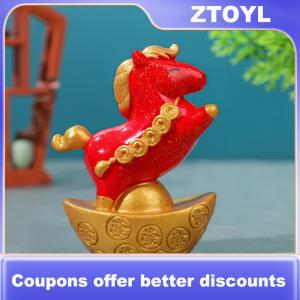 【ZTOYL】 Vintage Horse Statue Zodiac Horse Sculpture Feng Shui Collection Crystal Light Horse Sun Catcher Ornament Home Desktop Decor