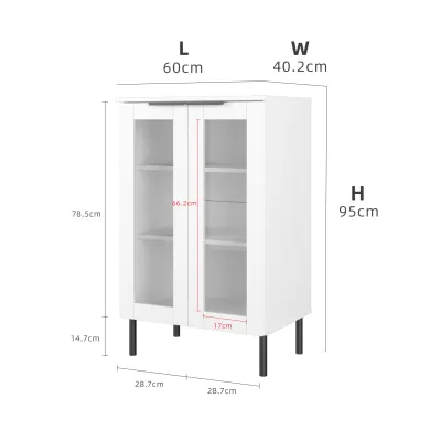 KitchenZ 2 Doors / 4 Doors Glass Display Cabinet Sideboard Cabinet Living Cabinet-M8060/M8120-WT