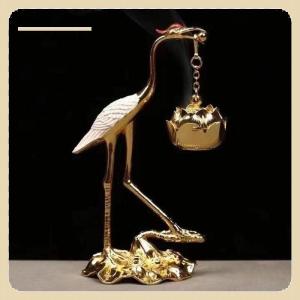 [COD] Crane Incense Holder Stove Lotus Incense Antique Alloy Lotus Hanging Stove Tea Ceremony Craft Household Decoration