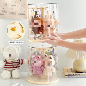 Cute Plush Doll Box Cartoon Removable Transparent Rotating Doll Display Box Plush Doll Dust-proof Storage Box Decorative Ornaments