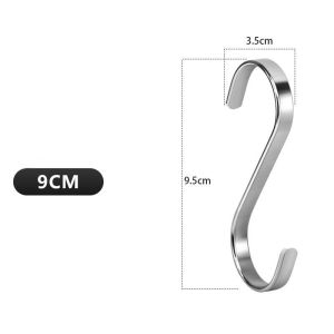 5PCS Stainless Steel S Shape Hooks Kitchen Balcony Heavy Duty Flat Hooks Hanging Hooks for Drying