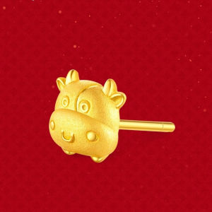 Best-selling sand gold deer stud earrings brass gold-plated cow big head earrings fashion womens stud earrings holiday gift