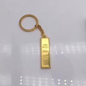 LZD Metal Keychains Automobile Hanging Ornament Simulation Gold Bar Keychain Gift Gift LOGO Lettering