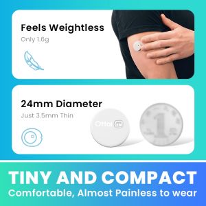 Ottai 2Pcs Continuous Glucose Monitoring System Dynamic 24h Real-Time Glucose Monitor No Scanning Required Wearable CGM Supports Long Continuous Use