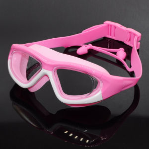 Swimming Goggles for Kids HD Anti-Fog Kids for Children with Silicone One-Piece Earplugs Swimming Glasses Adjustable