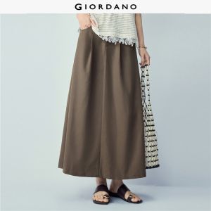 Giordano Women 【Online Exclusive】Pleated semi-elastic waist woven midi skirt Free Shipping 18466006