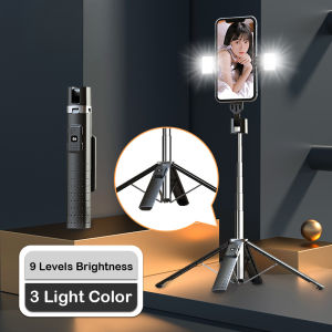 DoomHot Bluetooth Selfie Stick Portable Stretchable Holder Desktop Stand 3 Colors LED Fill Light Selfie Stick Anti-Shake Stabilizer Adjust 360°Rotating Stand Holder Self-Timer Artifact Rod