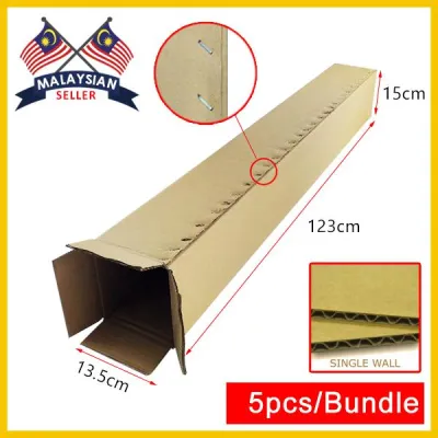 (1230mmx135mmx150mm Set of 5) Long Cardboard Carton Box Single Wall Rectangle Cardboard Shipping Packing Box Kotak