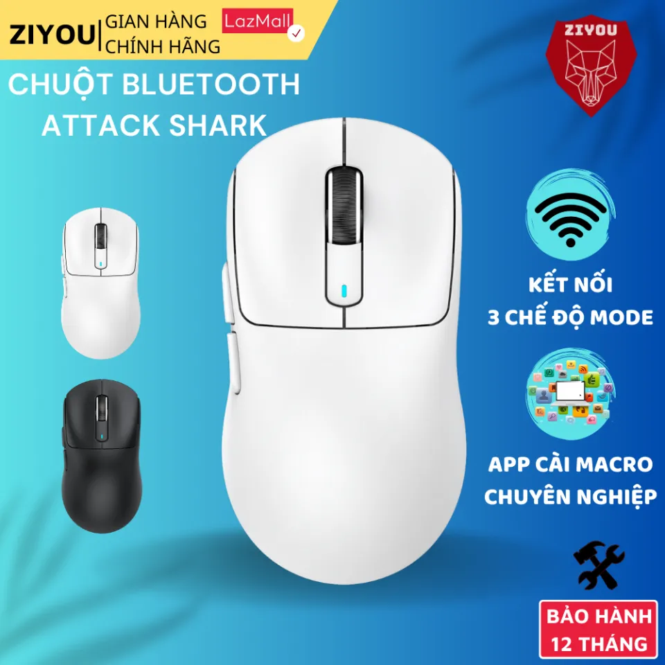 Chuột Bluetooth Không Dây Chip PAW3395 Ziyou X6 Attack Shark Dock Sạc RGB  Không Dây Gaming Siêu Nhẹ