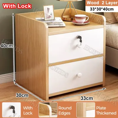 1/3 Drawers White/Black/Light Wood File Cabinet Home Office Cabinet with Lock Drawer Mobile Storage