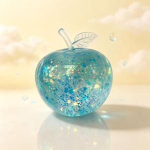 C52344 Stress Relief Apple Stress Ball Soft TPR Moldable Fidget Toy Cute Slowly Rebounding Sequins Apple Squeeze Toy Relaxation Toy