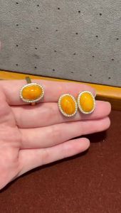 New Beeswax Inlaid Earrings Ethnic Style Unique Light Luxury Tibetan Niche Style Set