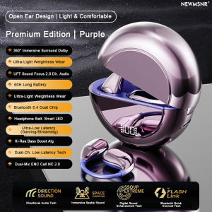 BONINE Open Ear Clip Earbuds LED Bluetooth 5.4 Headphones HIFI Sound Earphones Touch Control Wireless Headsets Noise Reduction with HD Mic