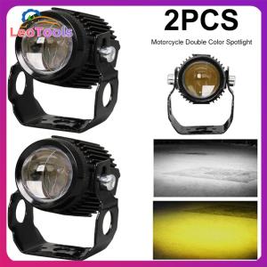 【Quick Delivery】2Pcs LED Motorcycle Driving Spot Lights Dual Color Motorcycle Fog Lights Night Safe Riding Light for Long Range Lighting【After Sales Guarantee】