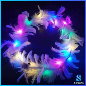Serenity LED 3 สเต็บ ที่คาดผมขนนกมีไฟ สําหรับงานปาร์ตี้ งานวันเกิด วันวาเลนไทน์ LED Feather Headband
