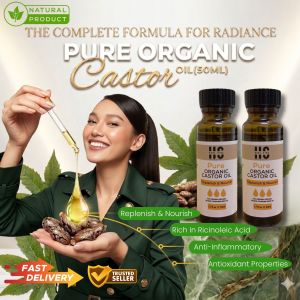 Pure Organic Cold-Pressed Castor Oil  Hair Growth Thick Lashes & Brows Skin Moisture Booster 50 ml Exp:09/02/2027