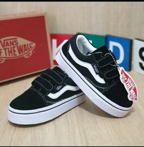 Sepatu Anak Vans1 Sepatu Sekolah Anak Laki Laki Perempuan Cewek Cowok Warna Hitam Murah Tali Perekat Rekat Velcro Kecil Tanggung Umur Usia PAUD TK SD SMP SMA Kelas 1 2 3 4 5 6 7 8 9 0 Tahun