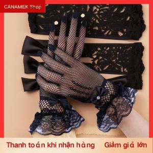 CS Lolita mùa hè UV-proof lái xe găng tay JK lưới Fishnet Găng tay ren đầy đủ ngón tay cô gái ren thời trang Găng Tay Tay cosplay găng tay