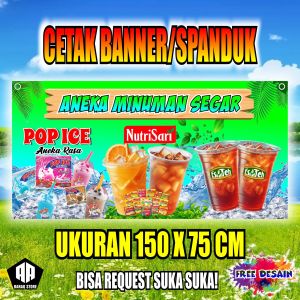 Spanduk Banner Aneka Minuman Segar Hijau Ukuran 150 Cm Tinggi 75 Cm Bisa Di Edit
