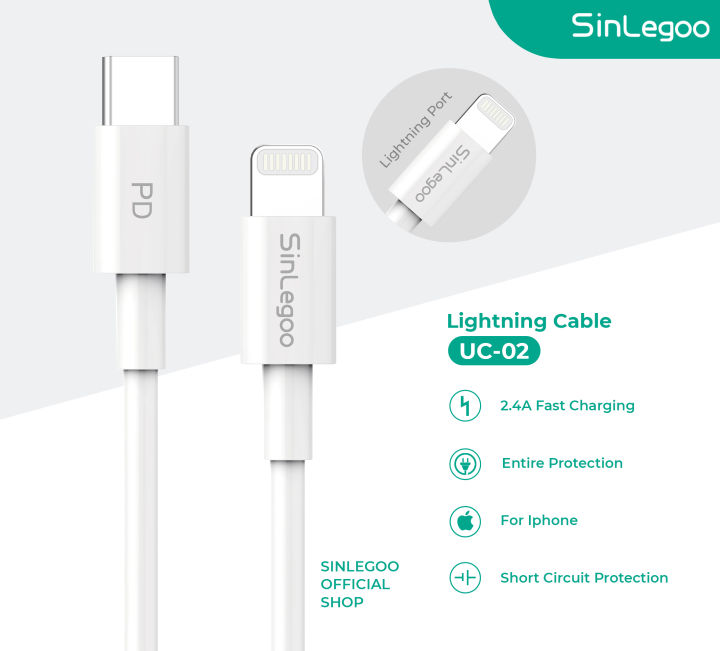 Sinlegoo Lightning USB Cable UC-02 1m 18W Kabel Charger Iphone Kabel Data  Iphone Kabel USB Iphone 6/6s/7/7s/11/12 Lazada Indonesia
