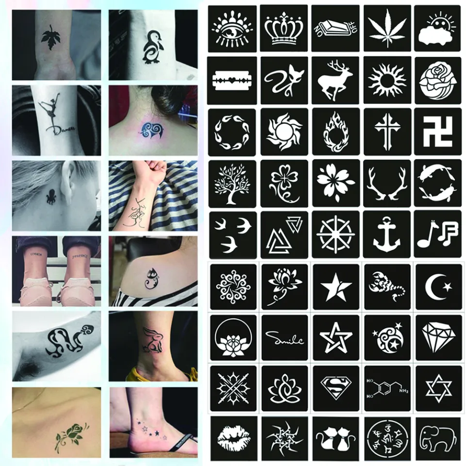 Temporary Tattoo Templates - 16pcs Henna Hand Foot Body Painting Tattoo  Stencils | eBay