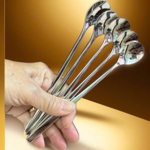 Bộ 5 Muỗng Inox 304 Cao Cấp 17cm Dùng Cho Cà Phê Nước Kem Trà Sữa - Phong Cách Sang Trọng