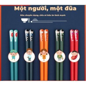 Set 5 đôi đũa kiểu Nhật bằng sợi thủy tinh chống trượt phân chia thanh viên gia đình độc đáo 24.3cm