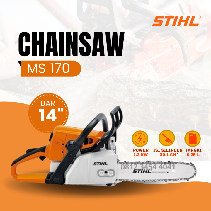 Chainsaw STIHL MS170 Mesin Potong Kayu 14\" Senso 14 inch