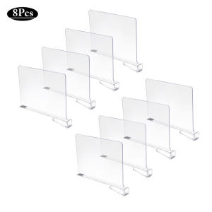8X Acrylic Shelf Dividers for Closet Organization Clear Shelf Divider Fits Shelves of 0.4-1 Inch Shelf Divider for Wooden Shelving