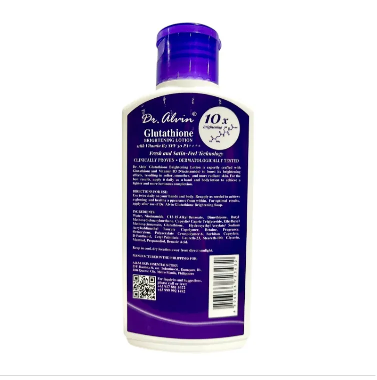 glutathione lotion dr alvin Dr Alvin Glutathione Lotion 120ml Whitening Moisturizing Lotion Alcohol-Free Paraben-Free Lotion Dermatologically Tested Whitening Lotion Normal Signs Of Ageing Dry Skin Lotion - Lazada