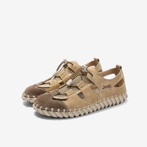 Jeep Womens Shoes German Training Shoes Sandals Summer New Mesh Hollow Single Shoes Closed Toe Sports Beach Shoes